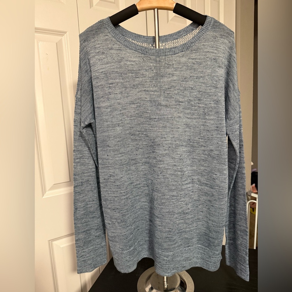 Lululemon Athletica Well Being Crewneck Sweater Heathered Speckled Petrol Blue M